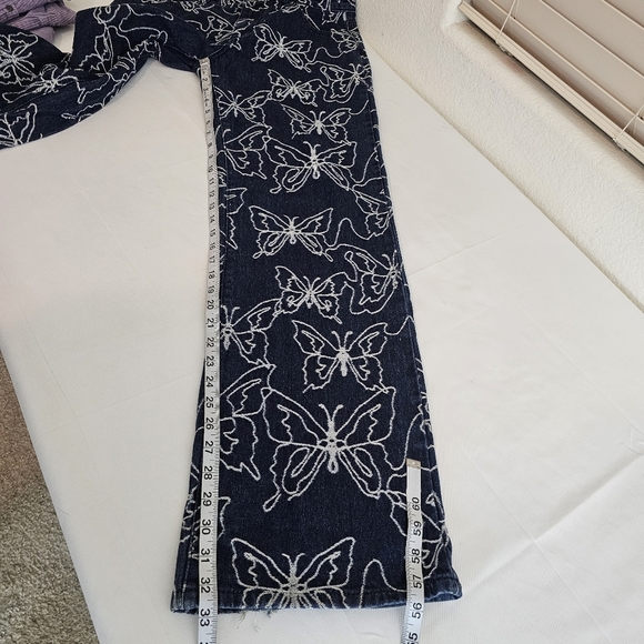 Jaded London W30 Low Rise Butterfly Embossed Denim Boyfriend Jeans - Picture 11 of 12